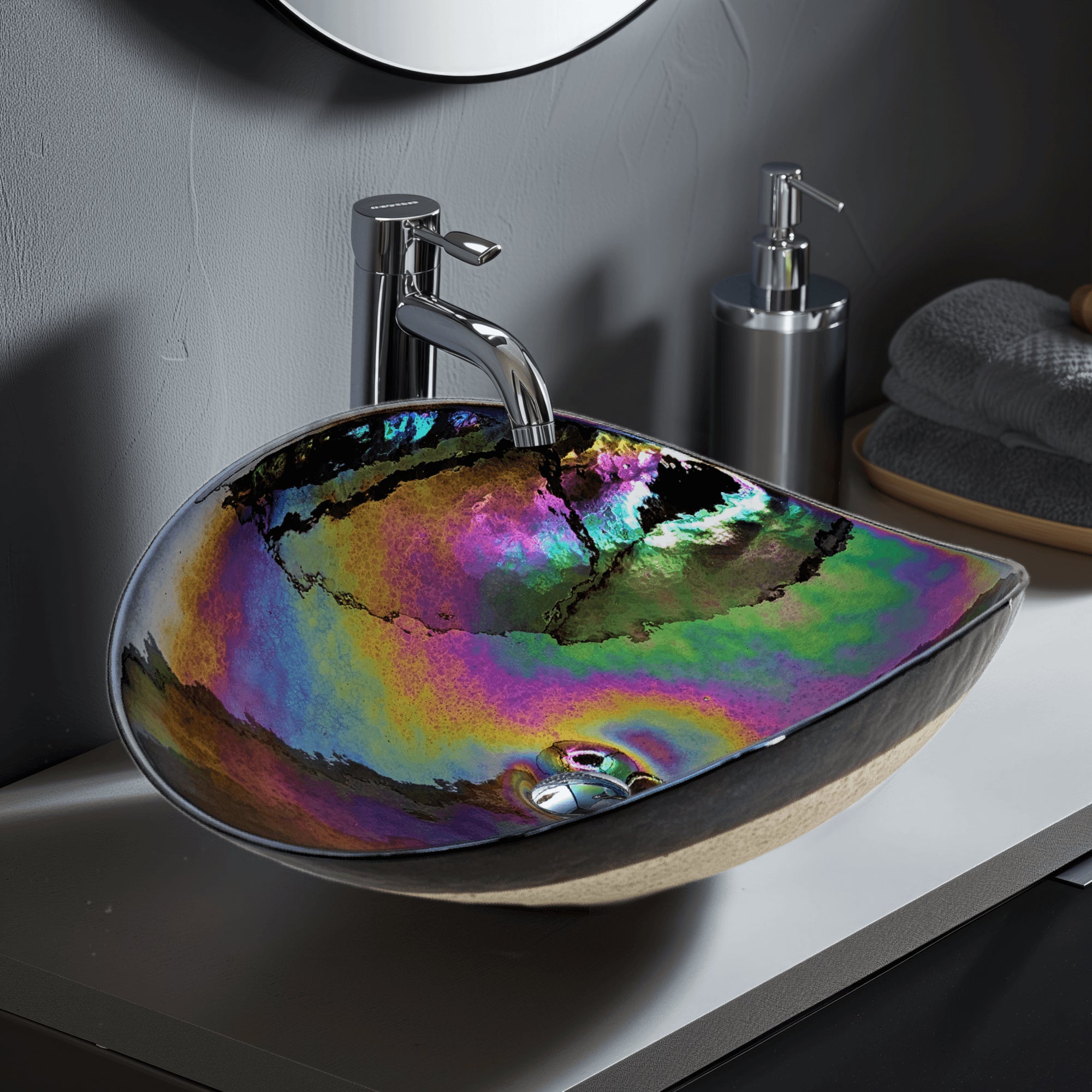 Ruvati Murano 19 inch seashell glass vessel bathroom sink in Chestnut Brown, RVB3057