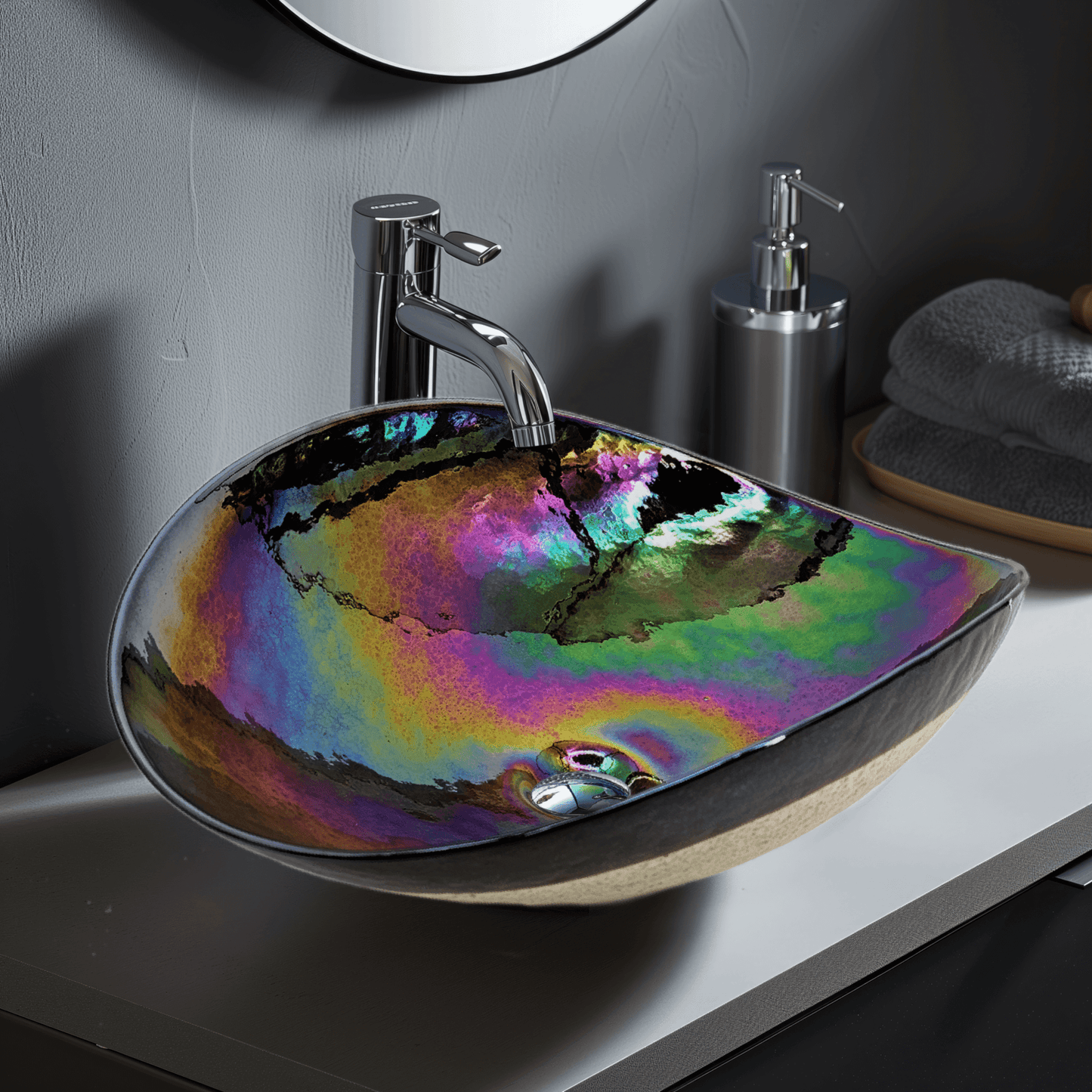 Ruvati Murano 19 inch seashell glass vessel bathroom sink in Chestnut Brown, RVB3057