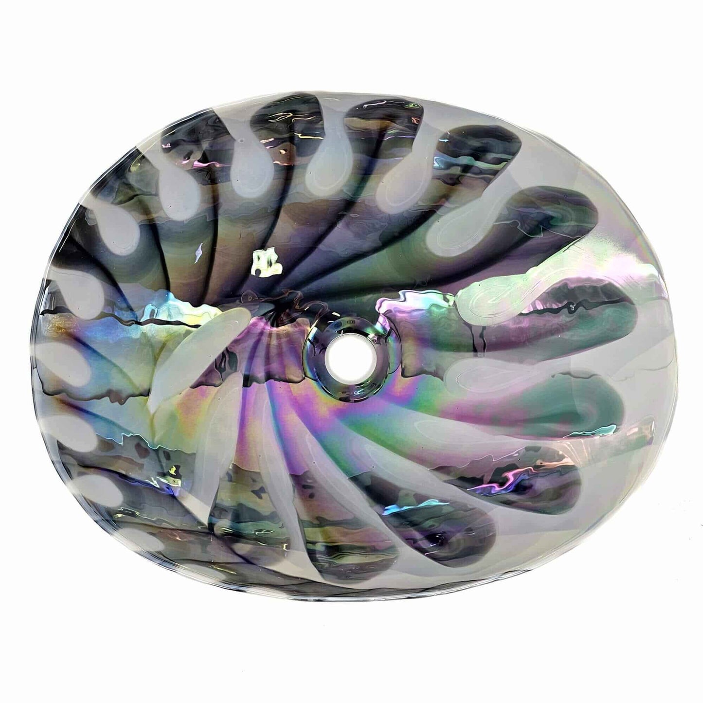 Ruvati Murano 19 inch seashell glass vessel sink in Spira Luxe Pearl White, view 5