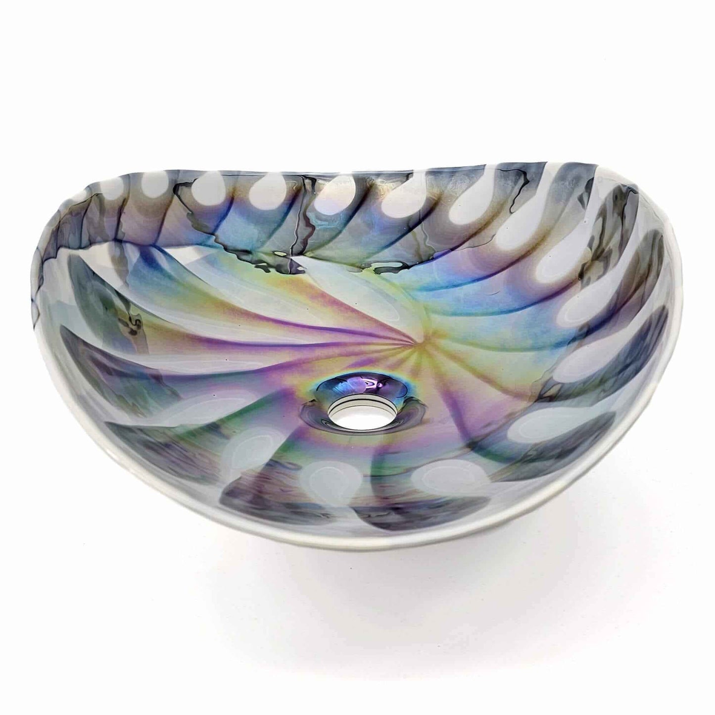 Ruvati Murano 19 inch seashell glass vessel sink in Spira Luxe Pearl White, view 3