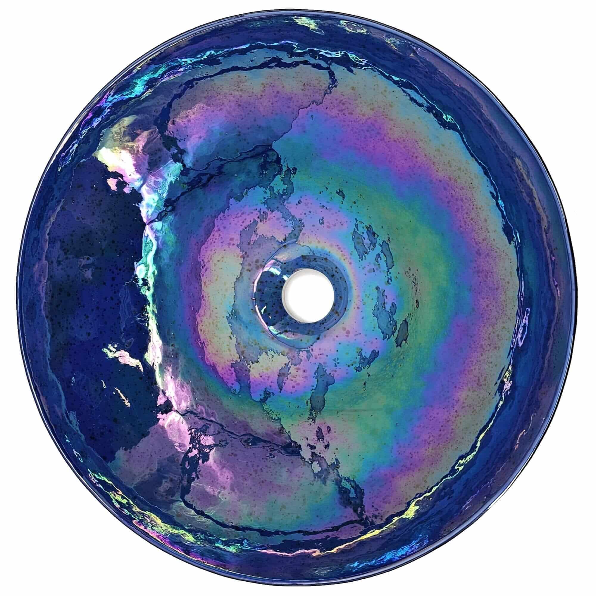 Ruvati Murano 16 inch round glass vessel sink in Celestial Blue, view 3
