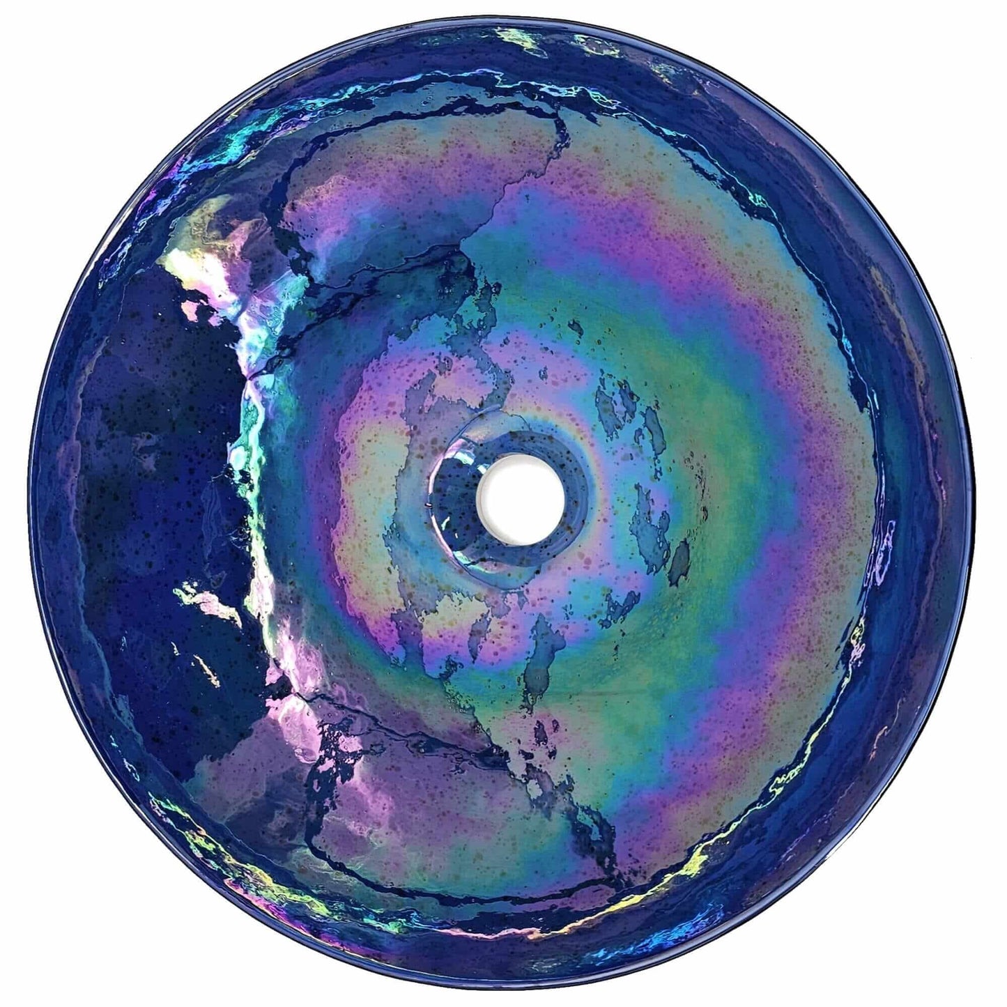 Ruvati Murano 16 inch round glass vessel sink in Celestial Blue, view 3