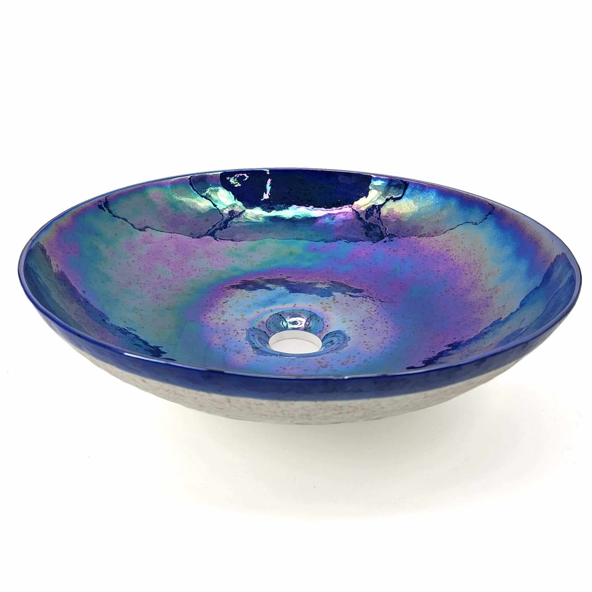 Ruvati Murano 16 inch round glass vessel sink in Celestial Blue, view 4