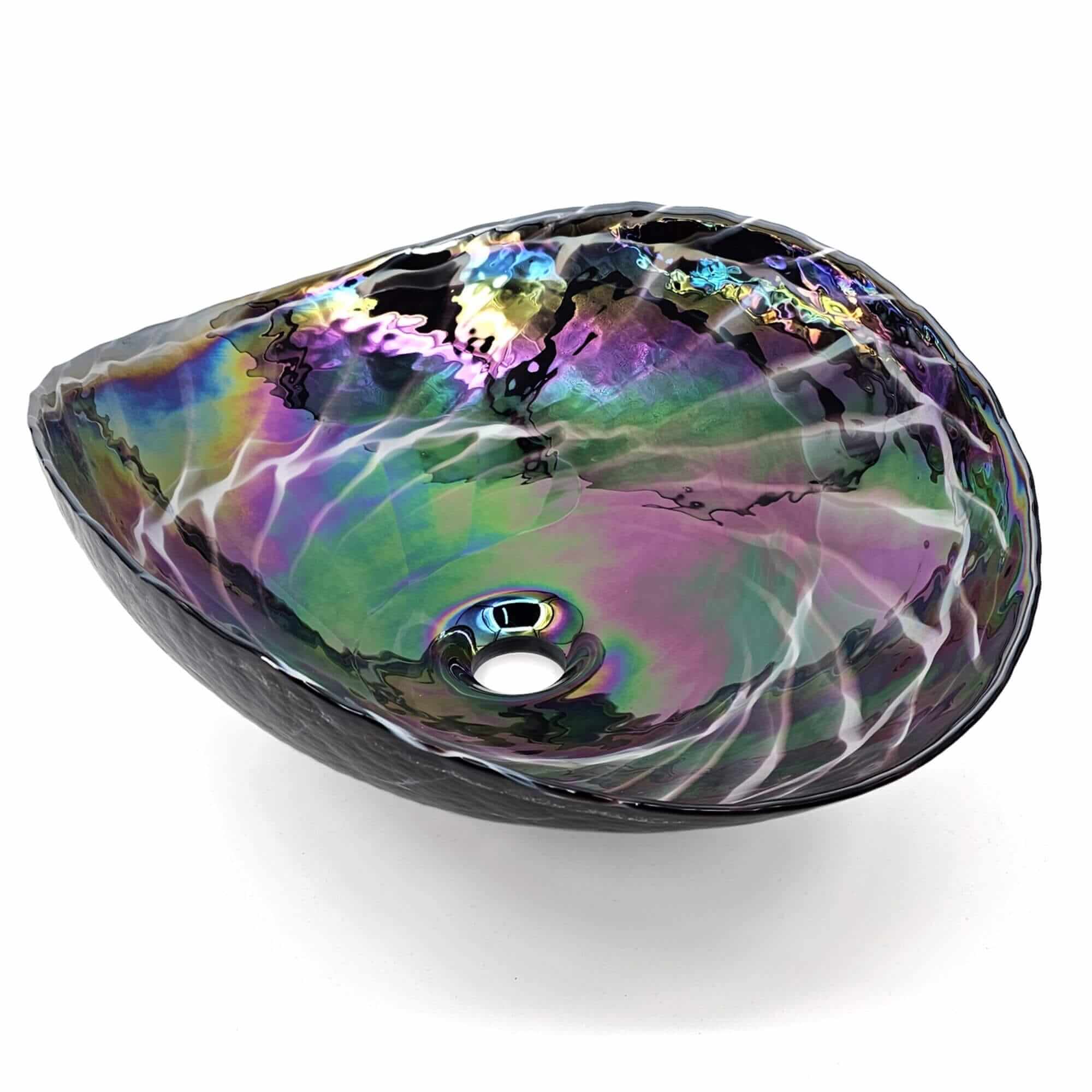 Ruvati Murano 19 inch seashell glass vessel sink in Cosmic Black, view 2