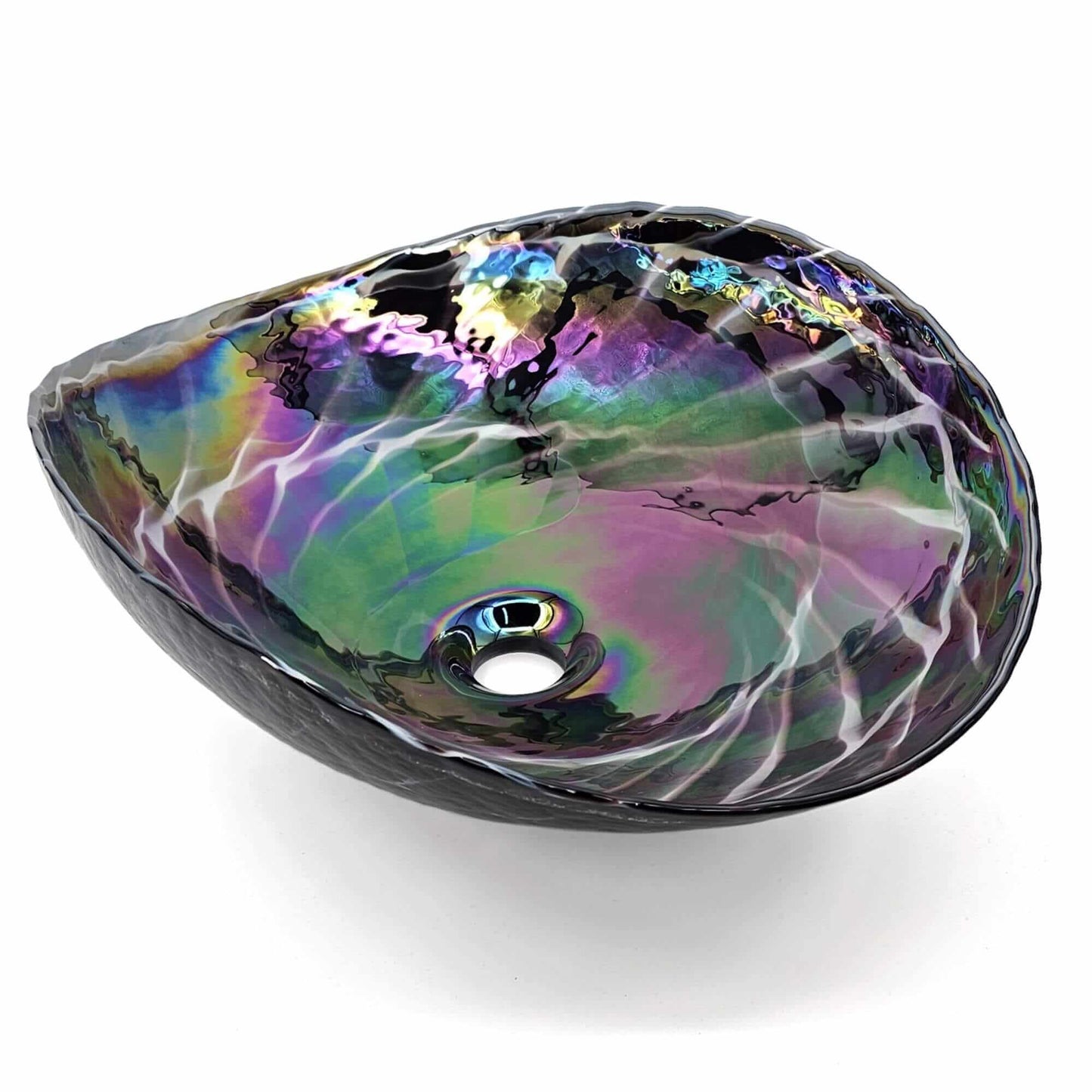 Ruvati Murano 19 inch seashell glass vessel sink in Cosmic Black, view 2