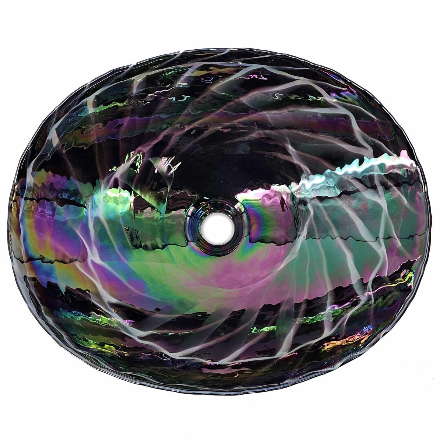 Ruvati Murano 19 inch seashell glass vessel sink in Cosmic Black, view 3