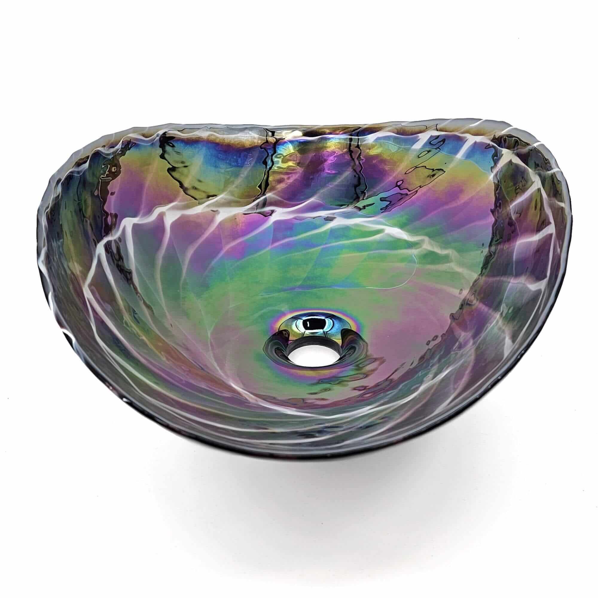 Ruvati Murano 19 inch seashell glass vessel sink in Cosmic Black, view 4