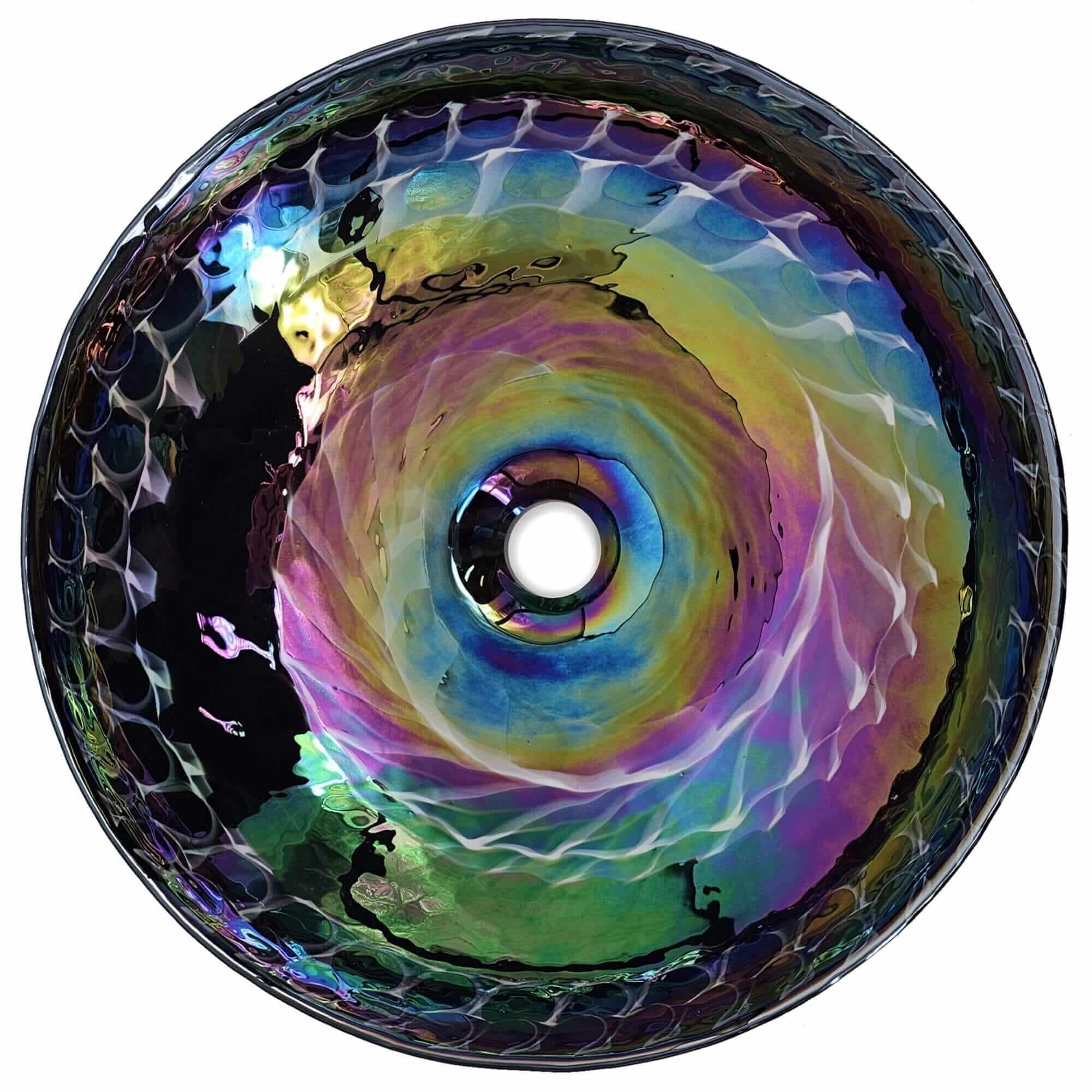 Ruvati Murano 16 inch round glass vessel sink in Cosmic Black, view 3