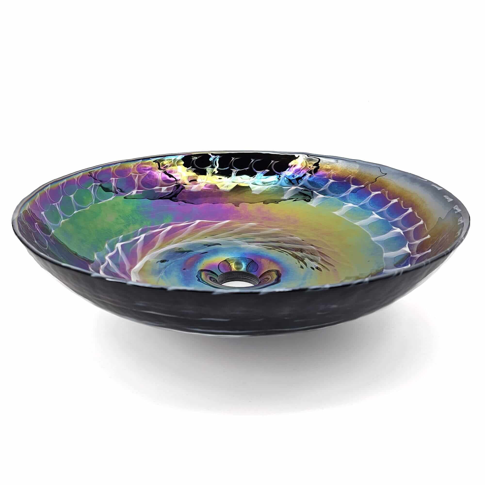 Ruvati Murano 16 inch round glass vessel sink in Cosmic Black, view 4