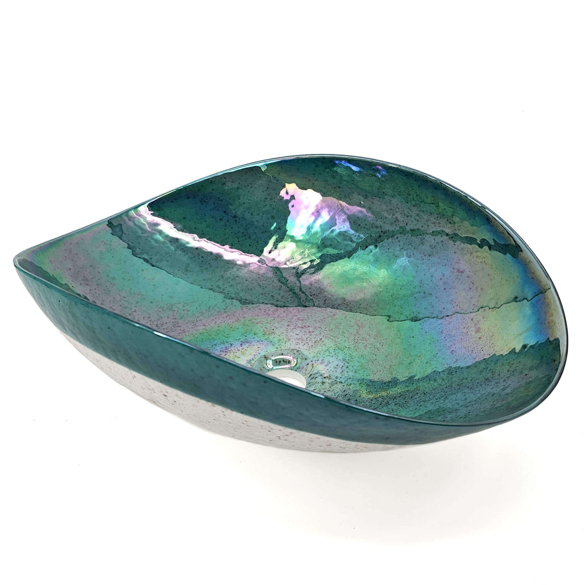 Ruvati Murano 19 inch seashell glass vessel sink in Seafoam Green, view 2
