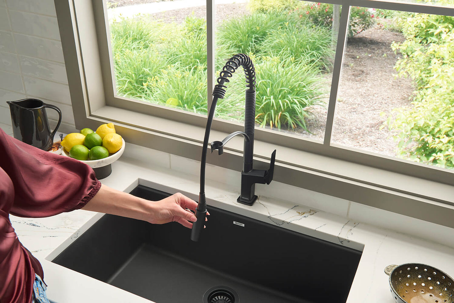 Ruvati RVF1236 Seneca Single-Handle Spring Pull-Down Kitchen Faucet with Pre-Rinse Sprayer