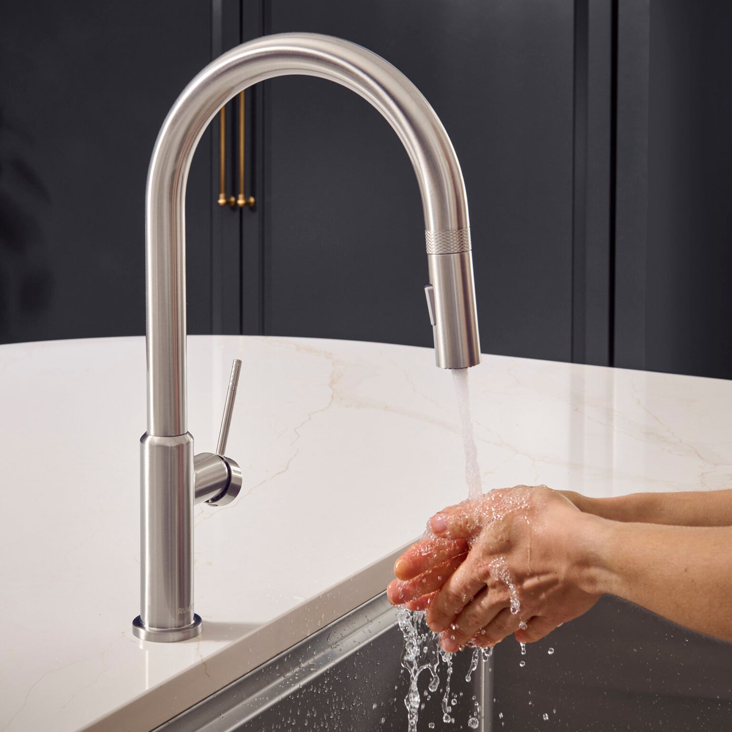 Ruvati RVF1237 Vestia Single-Handle Pull-Down Kitchen Faucet with Knurl Detail