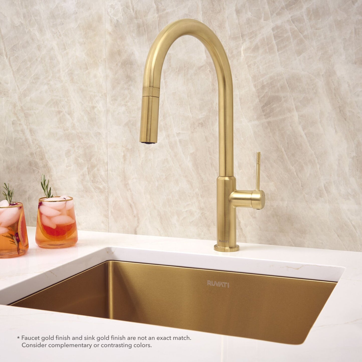 Ruvati RVF1237 Vestia Single-Handle Pull-Down Kitchen Faucet with Knurl Detail