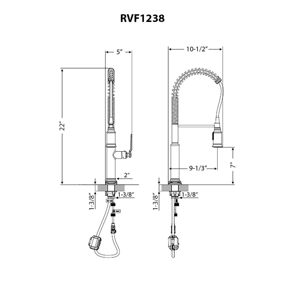 Ruvati RVF1238 Seneca Single-Handle Pre-Rinse High-Arc Kitchen Faucet in Stainless Steel