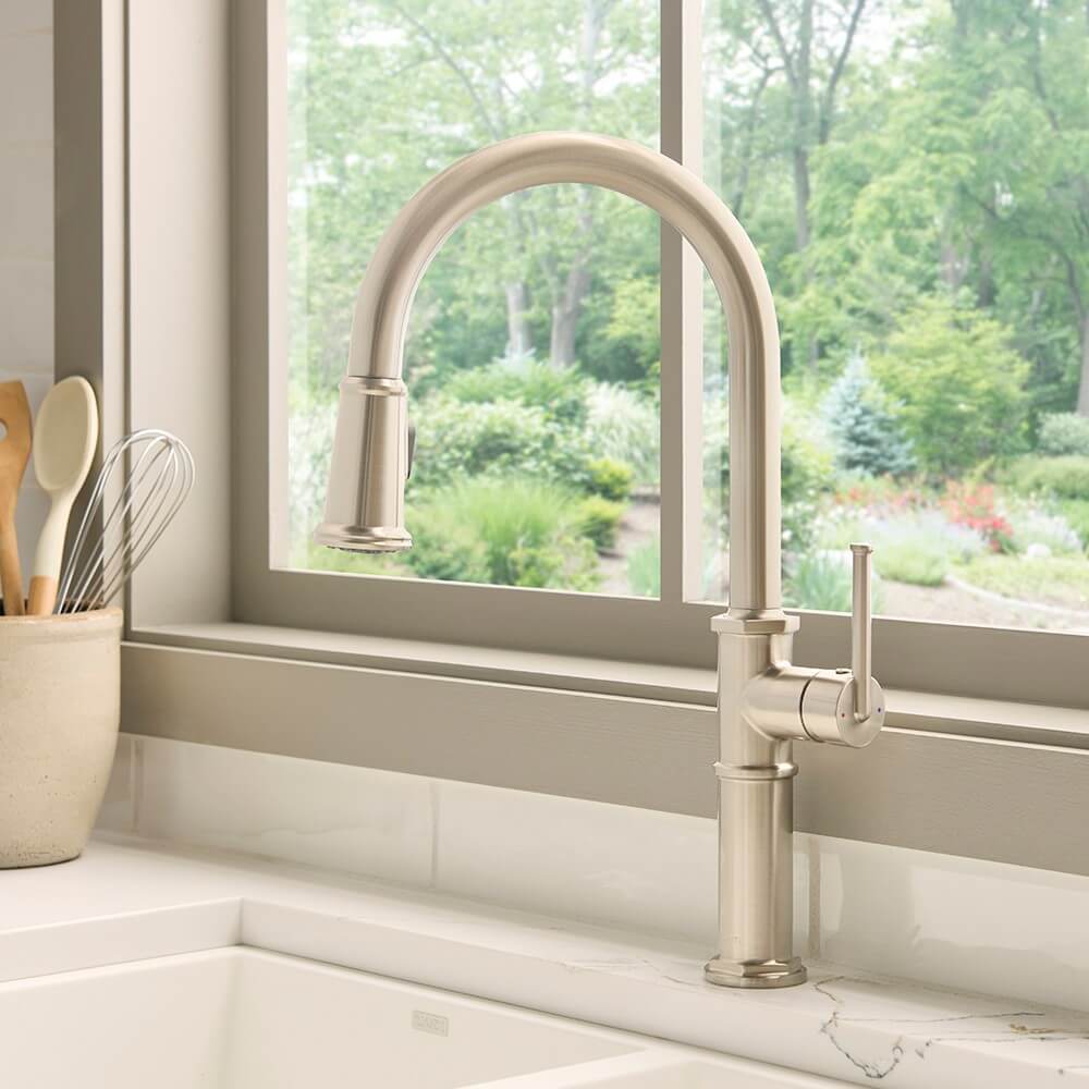 Ruvati RVF1239 Idris Single-Handle Pull-Down High-Arc Gooseneck Kitchen Faucet