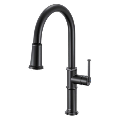 Ruvati RVF1239 Idris Single-Handle Pull-Down High-Arc Gooseneck Kitchen Faucet in Matte Black Finish