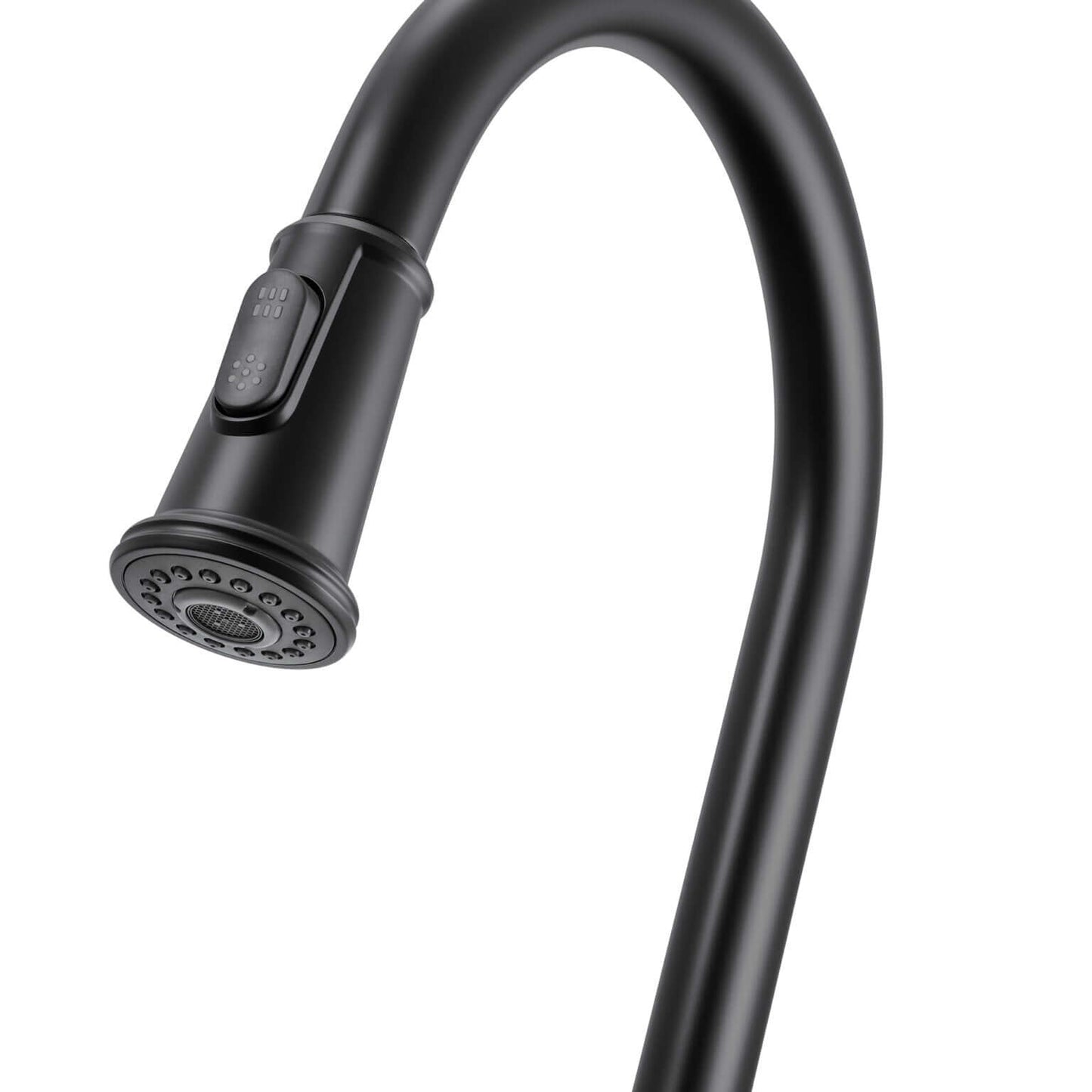 Ruvati RVF1239 Idris Single-Handle Pull-Down High-Arc Gooseneck Kitchen Faucet in Matte Black finish