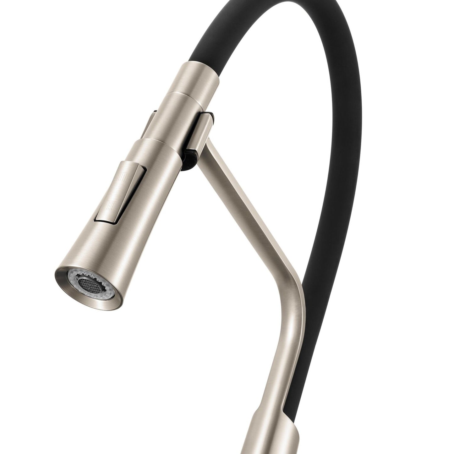 Ruvati RVF1242 Carina Single-Handle Flexible Hose Kitchen Faucet in Stainless and Black