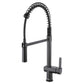 Ruvati RVF1243 Seneca Single-Handle Pull-Down Pull-Out Spring Kitchen Faucet in Matte Black finish.