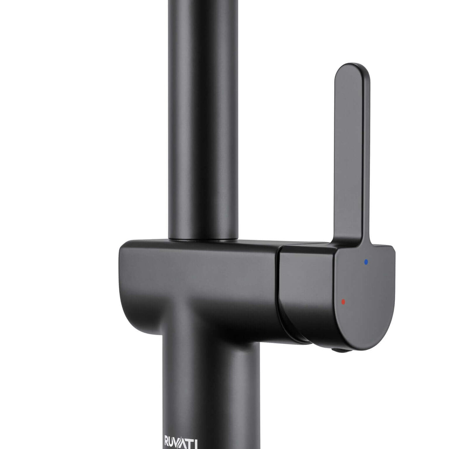 Ruvati RVF1243 Seneca Single-Handle Pull-Down Pull-Out Spring Kitchen Faucet handle in Matte Black finish