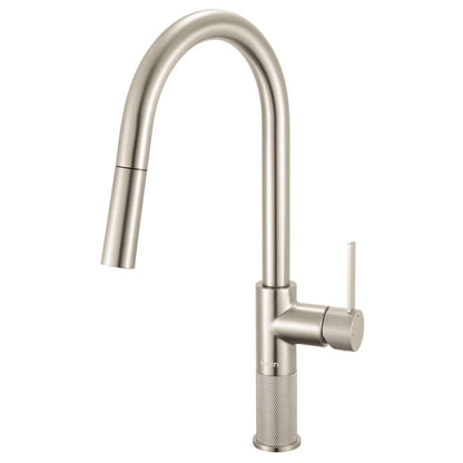 Ruvati RVF1248 Isola Single-Handle Pull-Out Kitchen Faucet with Knurl Detail in Stainless Steel