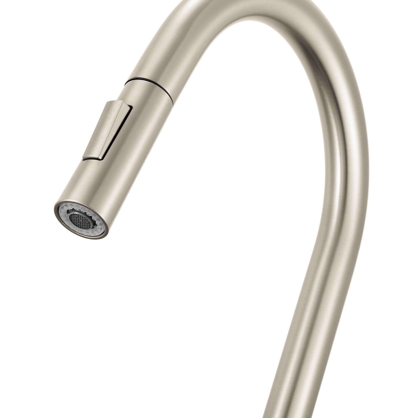 Ruvati RVF1248 Isola Single-Handle Pull-Out Kitchen Faucet with Knurl Detail arched spout and pull-out sprayer