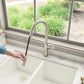 Ruvati RVF1248 Isola Single-Handle Pull-Out Kitchen Faucet with Knurl Detail