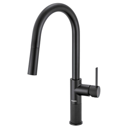 Ruvati RVF1248 Isola Single-Handle Pull-Out Kitchen Faucet with Knurl Detail in Matte Black finish
