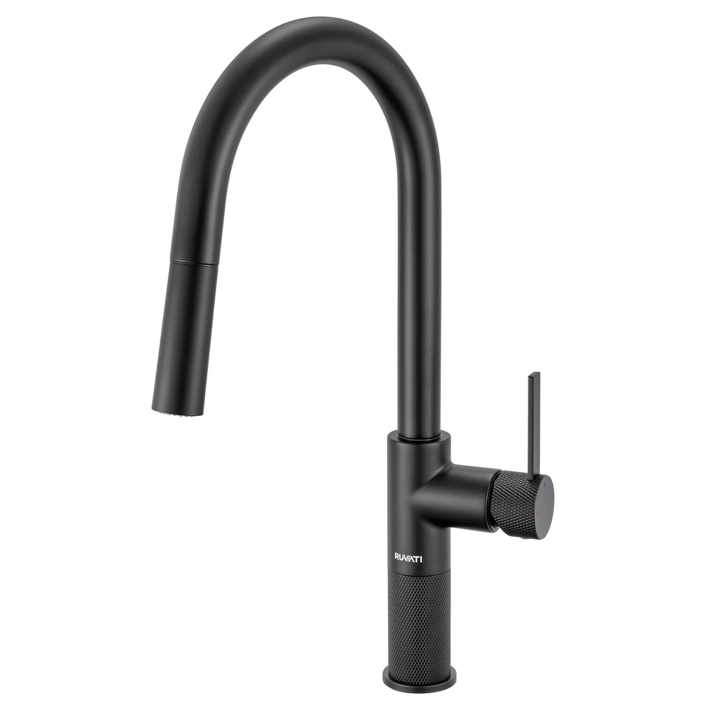 Ruvati RVF1248 Isola Single-Handle Pull-Out Kitchen Faucet with Knurl Detail