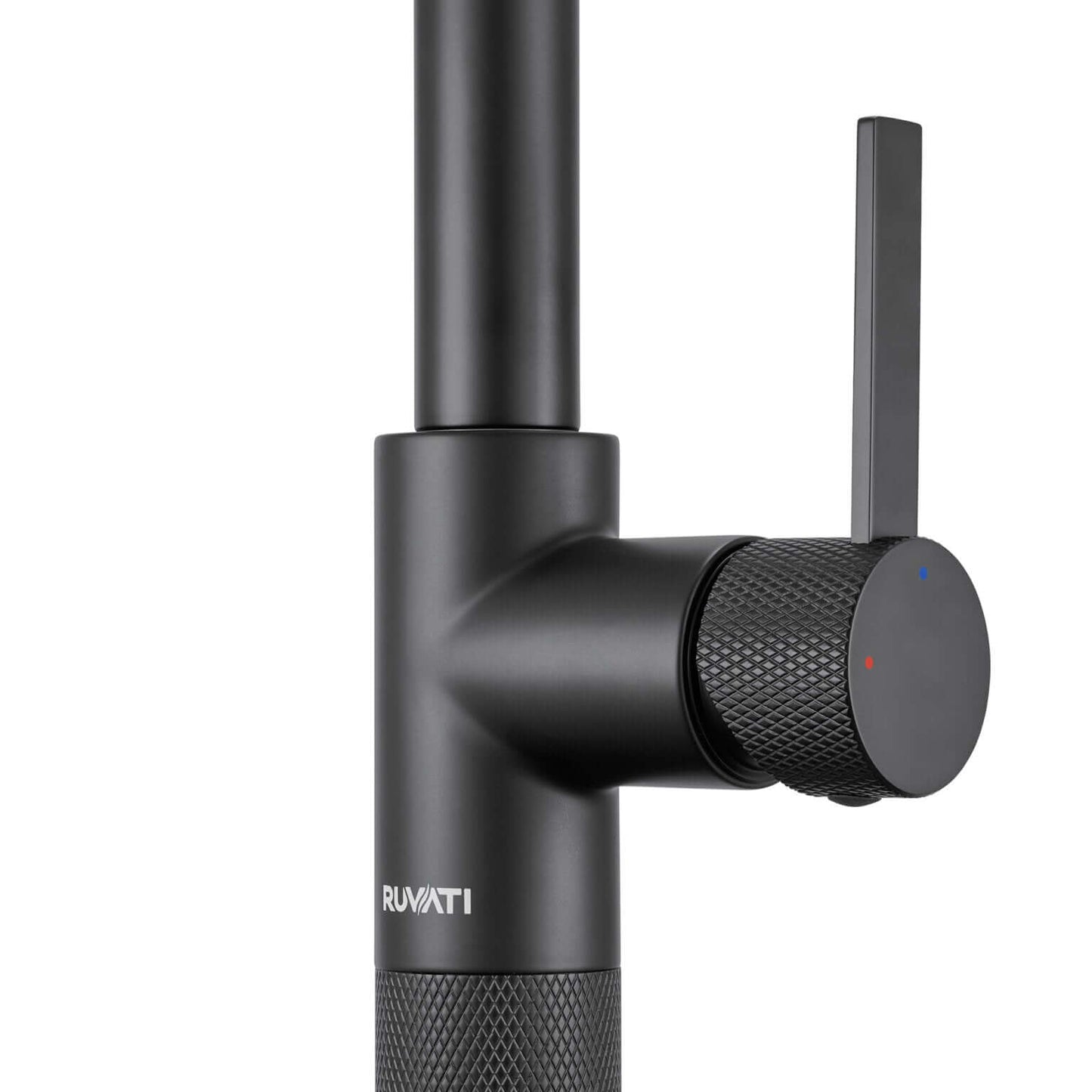 Ruvati RVF1248 Isola Single-Handle Pull-Out Kitchen Faucet with Knurl Detail in Matte Black finish