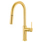 Ruvati RVF1248 Isola Single-Handle Pull-Out Kitchen Faucet with Knurl Detail in Brushed Gold finish.
