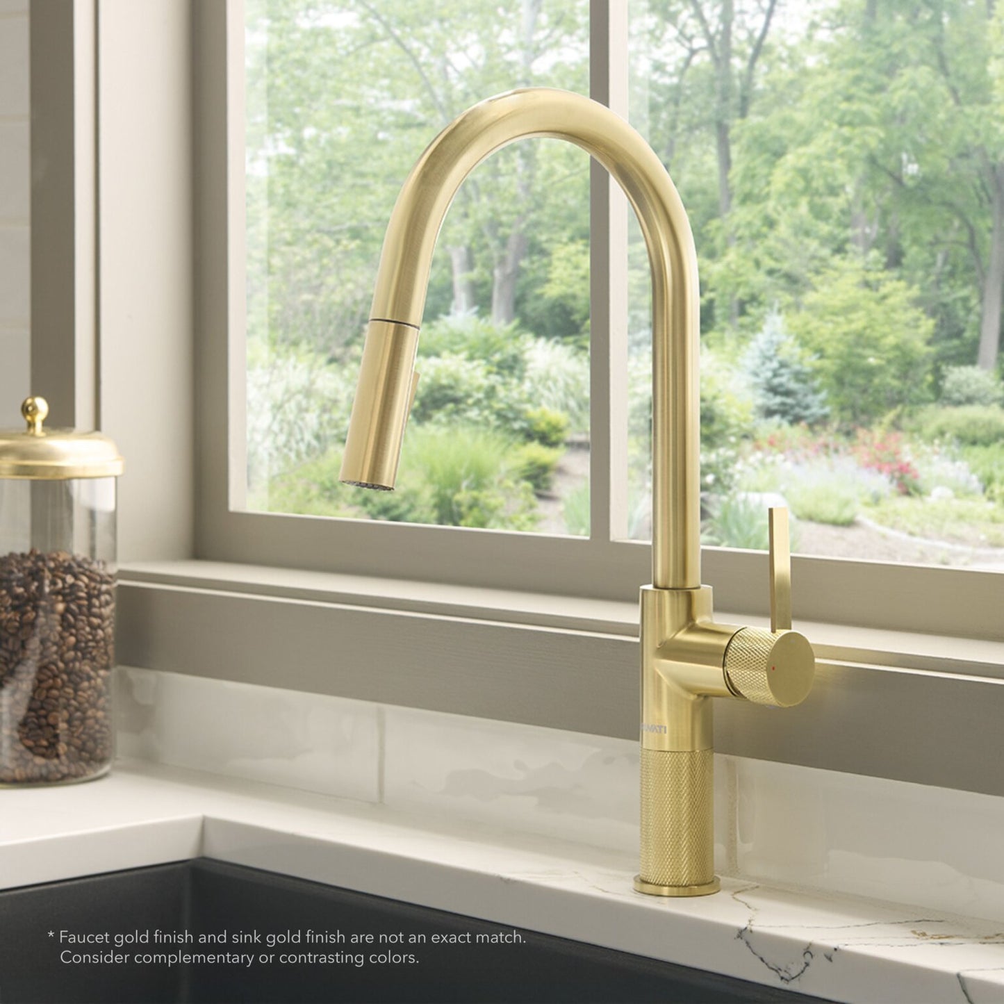 Ruvati RVF1248 Isola Single-Handle Pull-Out Kitchen Faucet with Knurl Detail