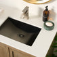 Ruvati RVF5132 Decora Single-Handle Square Bathroom Faucet in Brushed Nickel above stylish black sink.