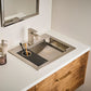 Ruvati RVF5132 Decora Single-Handle Square Bathroom Faucet in Brushed Nickel displayed on a modern bathroom countertop.