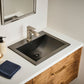 Ruvati RVF5132 Decora Single-Handle Square Bathroom Faucet in Brushed Nickel installed in modern bathroom sink setup.