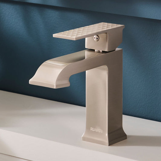 Ruvati RVF5132 Decora Single-Handle Square Bathroom Faucet in Brushed Nickel