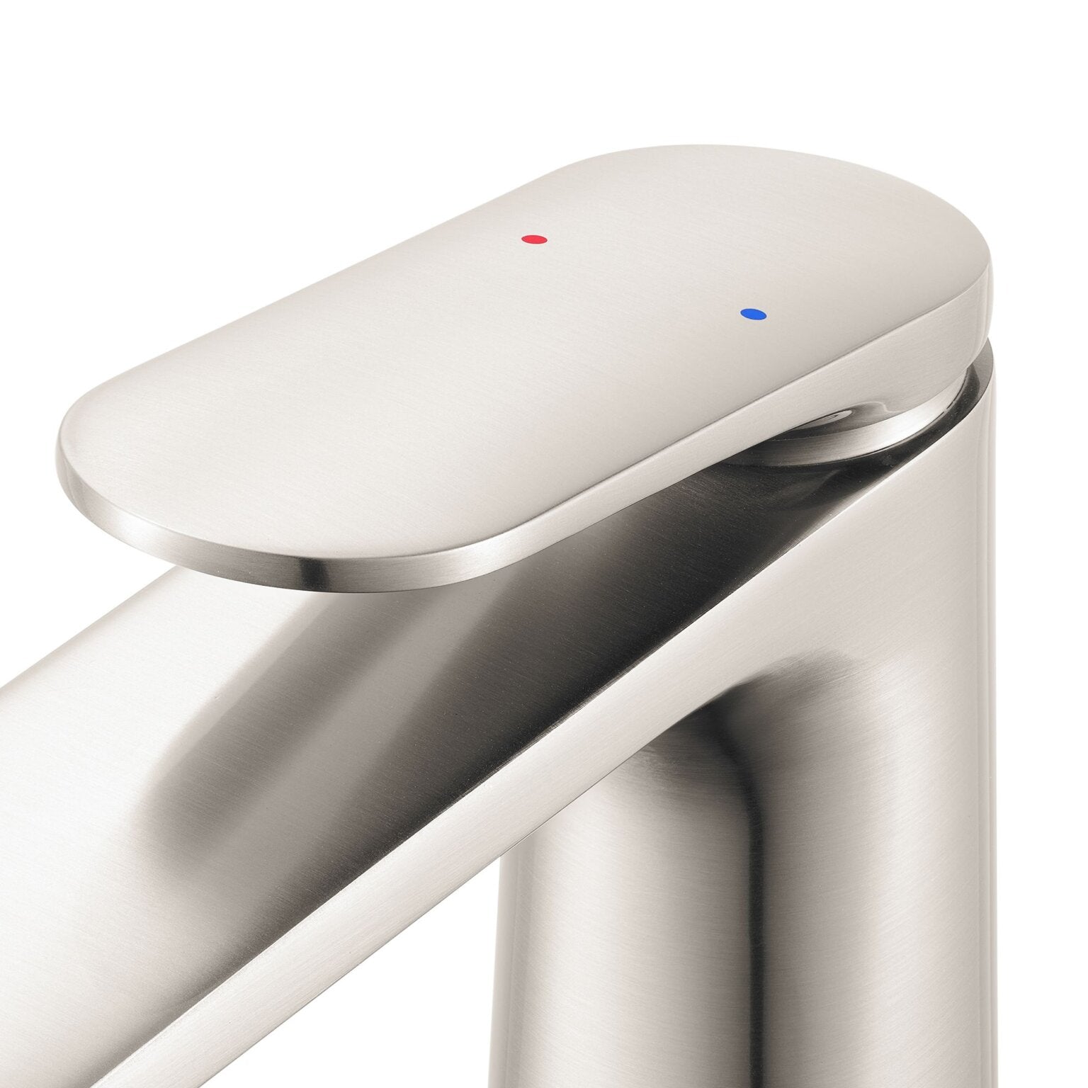 Ruvati RVF5136 Este Single-Handle Tall Vessel Bathroom Faucet polished nickel handle with blue and red indicator dots.