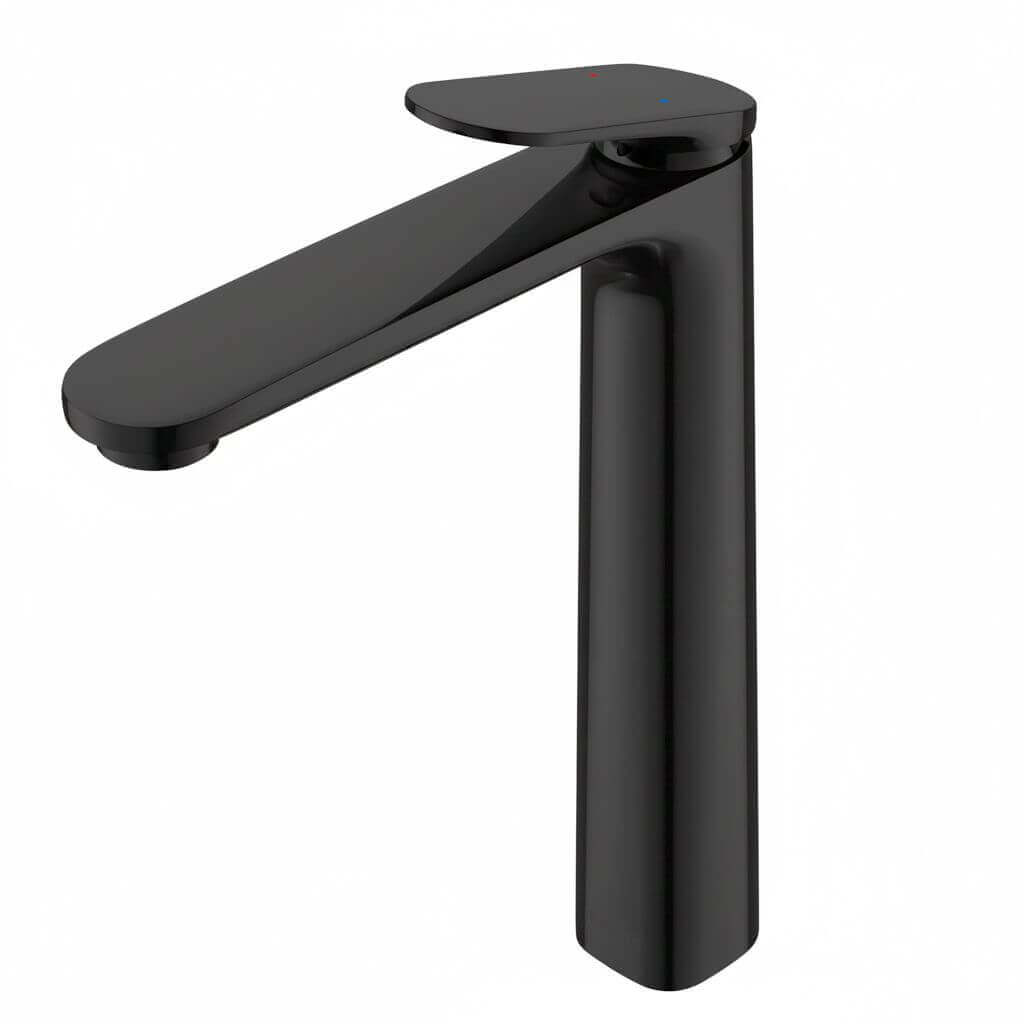 Ruvati RVF5136 Este Single-Handle Tall Vessel Bathroom Faucet in sleek black finish.