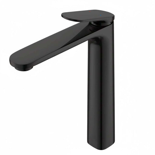 Ruvati RVF5136 Este Single-Handle Tall Vessel Bathroom Faucet in sleek black finish.