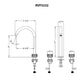 Ruvati RVF5232 Athena Two-Handle Widespread Bathroom Faucet with Stone Detail technical diagram showing dimensions.
