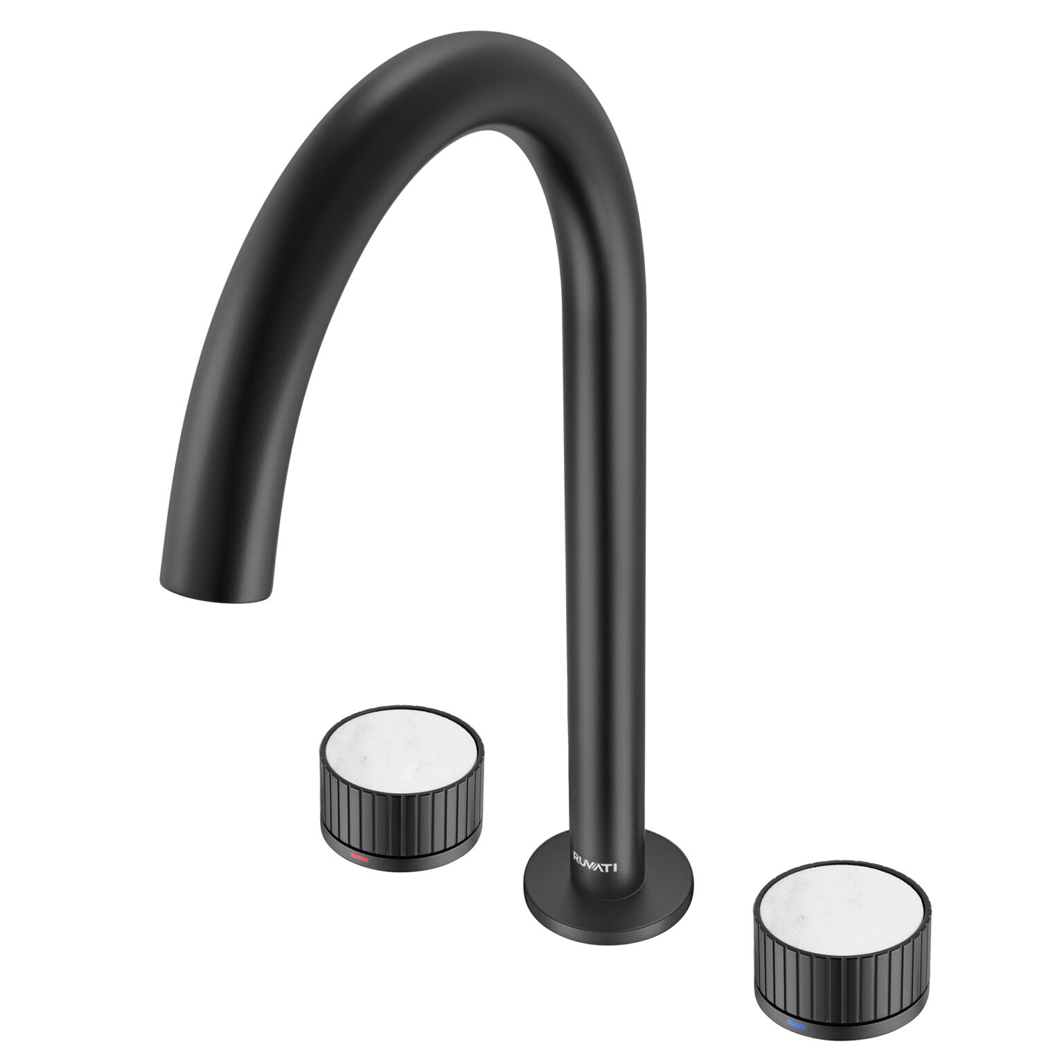 Ruvati RVF5232 Athena Two-Handle Widespread Bathroom Faucet with Stone Detail in Matte Black finish
