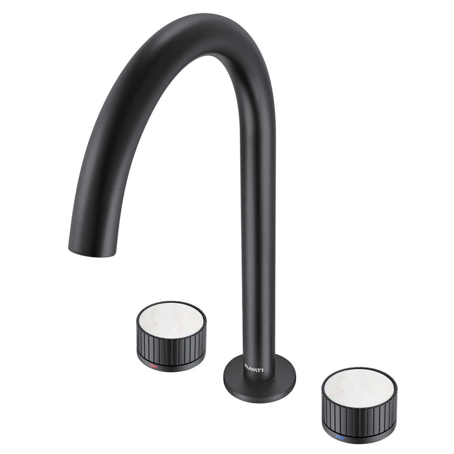 Ruvati RVF5232 Athena Two-Handle Widespread Bathroom Faucet with Stone Detail in Matte Black finish