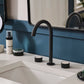 Ruvati RVF5232 Athena Two-Handle Widespread Bathroom Faucet with Stone Detail in a modern bathroom setting.