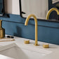 Ruvati RVF5232 Athena Two-Handle Widespread Bathroom Faucet with Stone Detail on modern bathroom countertop