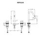 Ruvati Chrono Two-Handle Watch Face Widespread Bathroom Faucet - RVF5234 dimensions and design specifications drawing