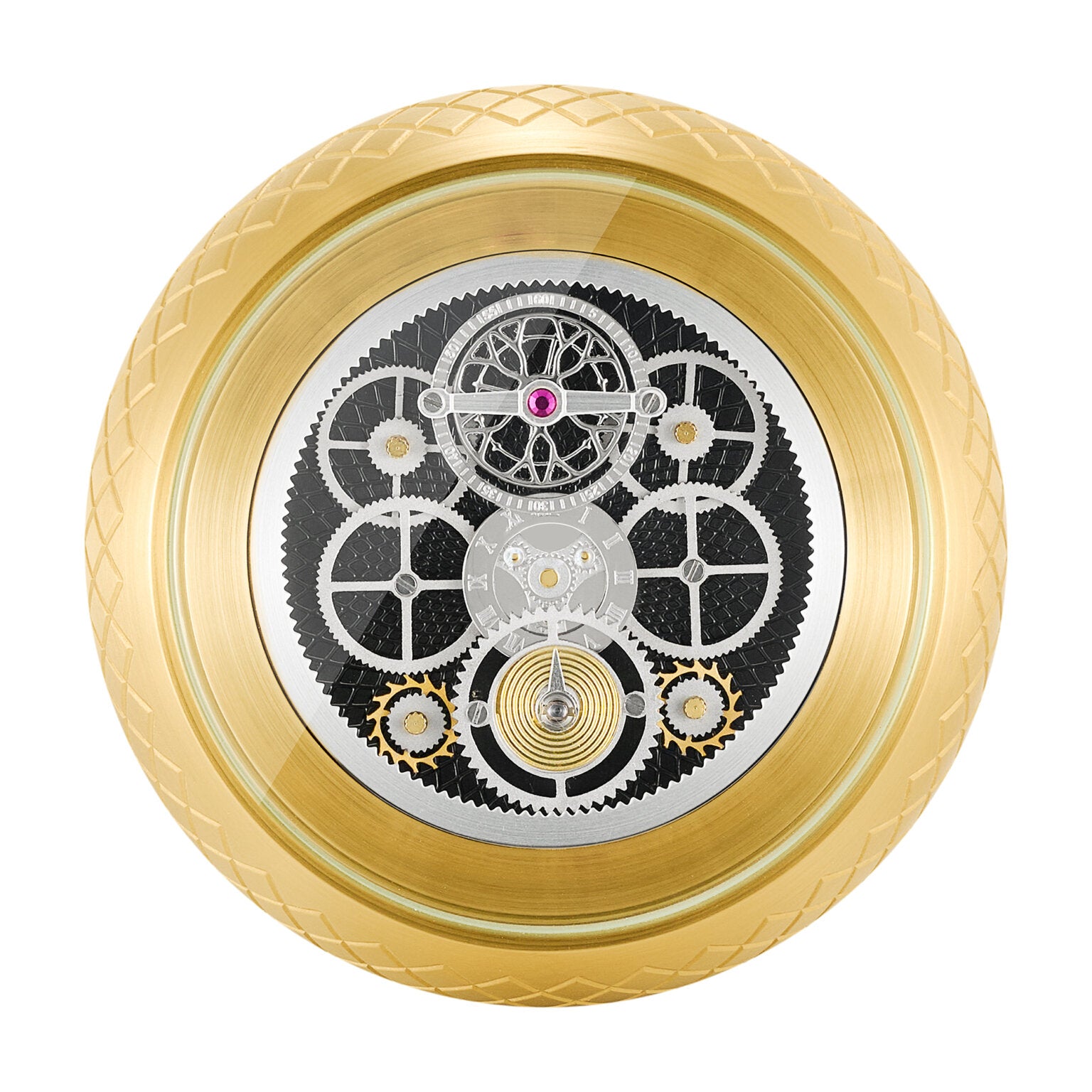 Ruvati Chrono Two-Handle Watch Face Widespread Bathroom Faucet - RVF5234 watch face design detail.