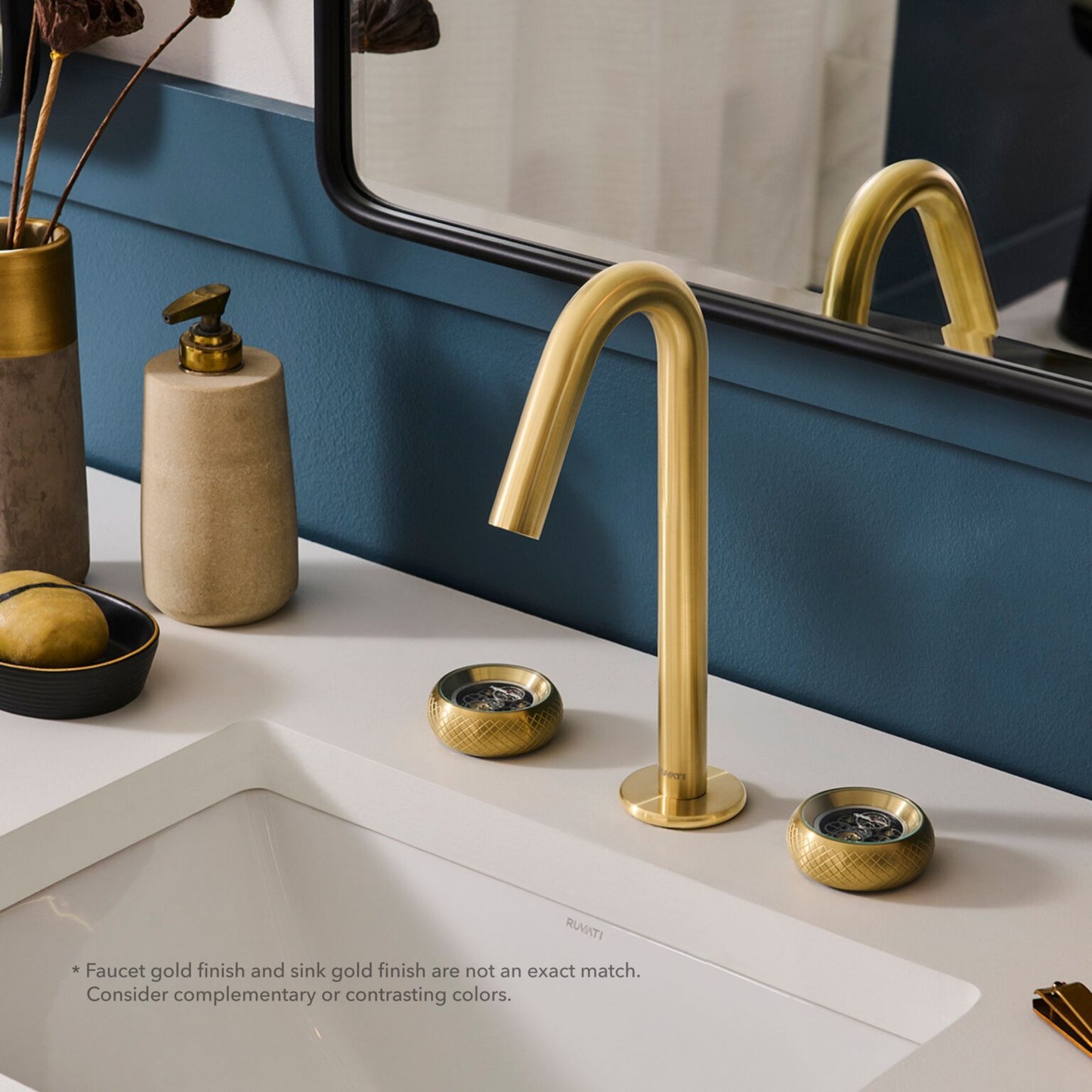 Ruvati Chrono Two-Handle Watch Face Widespread Bathroom Faucet - RVF5234 in modern bathroom setting