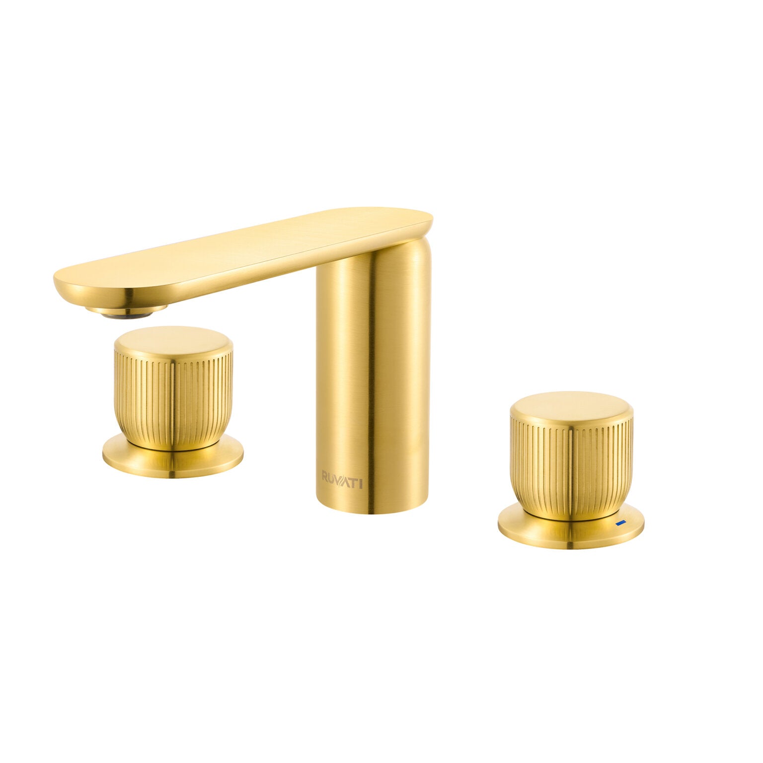 Ruvati RVF5235 Fabio Two-Handle Widespread Bathroom Faucet in Brushed Gold showcasing twist knob handles.