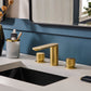 Ruvati RVF5235 Fabio Two-Handle Widespread Bathroom Faucet in Brushed Gold displayed on modern bathroom sink.