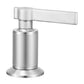 Ruvati RVF5236 Barolo Two-Handle Widespread Bathroom Faucet handle with knurled texture and angular design.